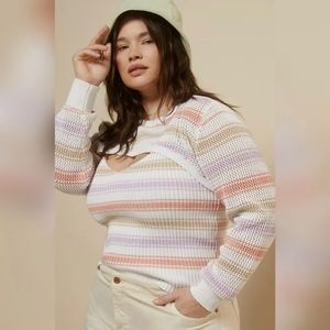 NWT Anthropologie Striped Shrug and Sweater Two Piece Bolero Sweater Tank Set